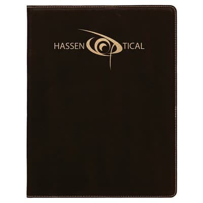 Portfolio with Notepad, Black Faux Leather, 7" x 9”